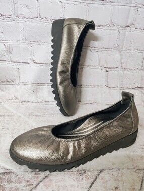 Aetrex Arch Support Brianna Pewter Metallic Grey Flats 8.5